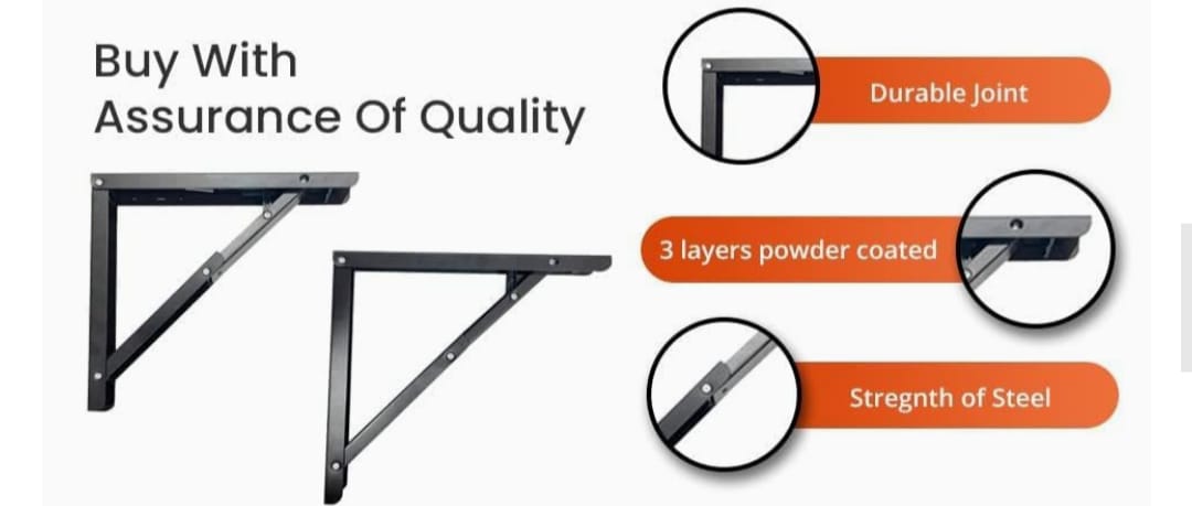 Adison foldable shelf bracket pack of 2 pcs (1 set) stainless steel  with screws