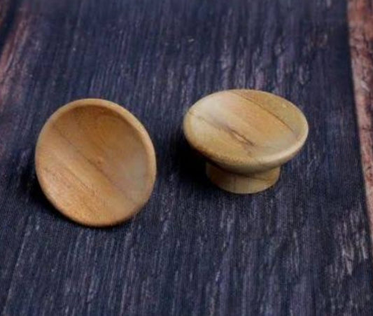 ADISON wooden circular pressed knobs teak wooden finish with screws best wooden drawer knobs pack of 2 and get 1 free