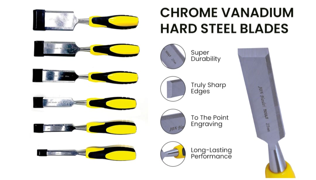 Adison stainless steel chisel 25mm blade  wood chisel chorsi pack of 2 pieces stainless steel with rubber dised shock absorbing grip pack of 2 pieces