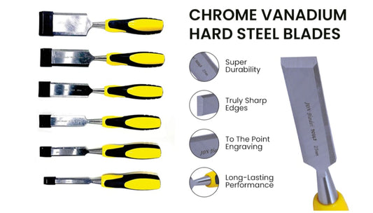 Adison stainless steel chisel 25mm blade  wood chisel chorsi pack of 2 pieces stainless steel with rubber dised shock absorbing grip pack of 2 pieces