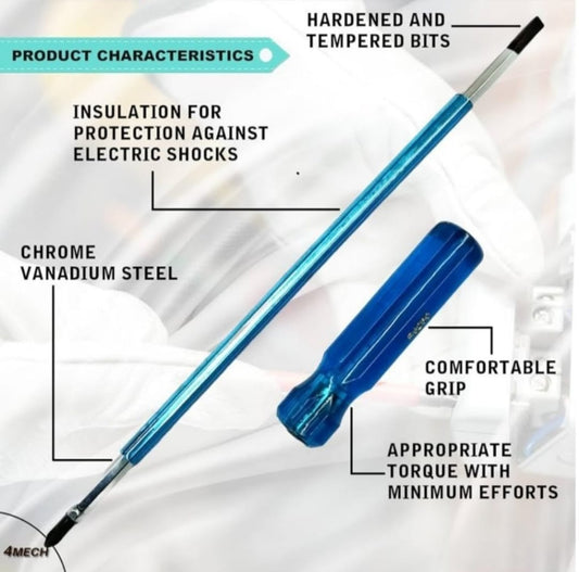 Adison 16 inches screwdriver stainless steehandle non breakable handle stainless steel pack of two pieces interchangeable screwdriver