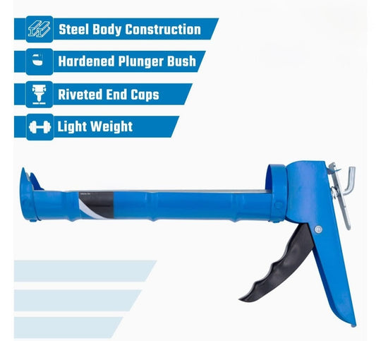 Silicon sealant with caulking gun applicator gun stainless steel heavy duty gun for Glue squeezing pack of 2