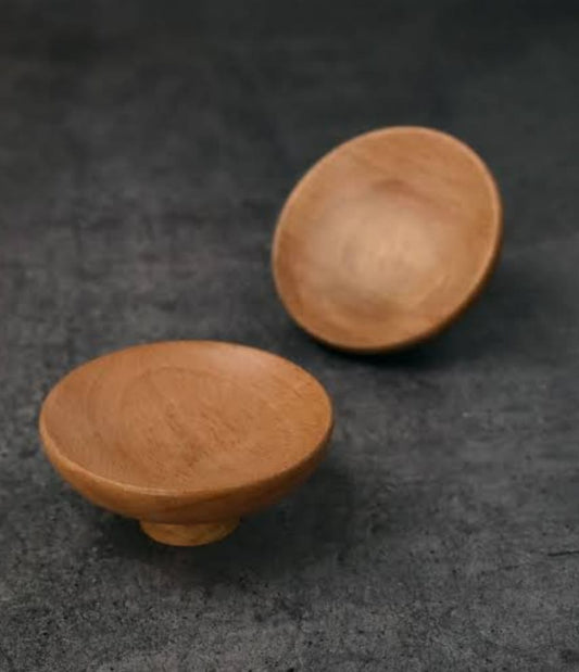 ADISON wooden circular pressed knobs teak wooden finish with screws best wooden drawer knobs pack of 2 and get 1 free