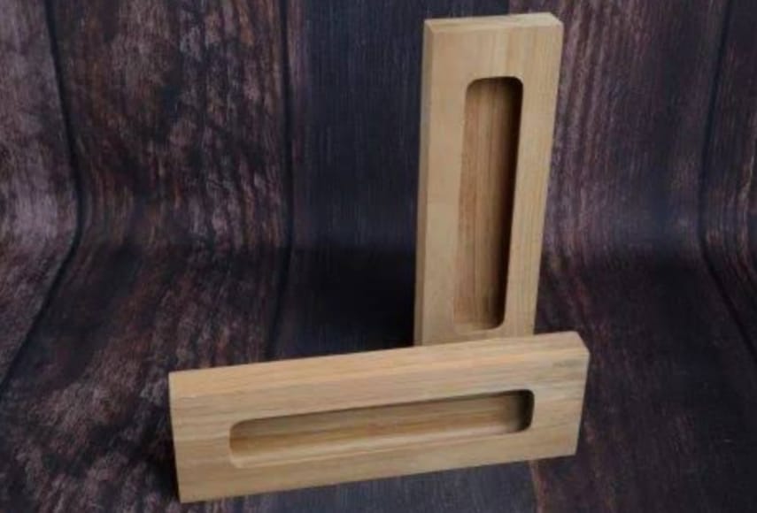 ADISON Slider Concealed Handle Wooden Finish 18 mm 8 inch with Screws Pack of 1 Superior Teak Wood Finish
