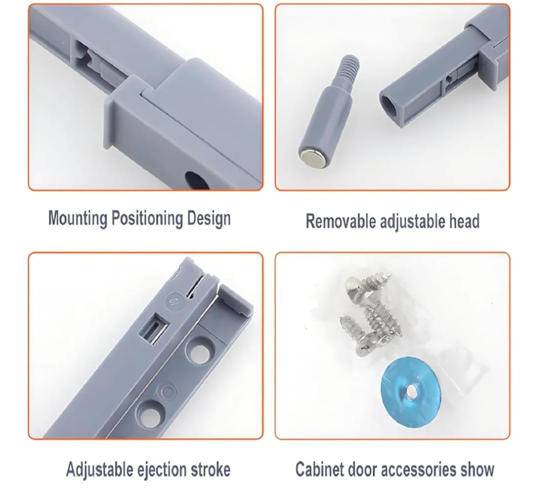 Adison a grade plastic push open door fitting best push open fitting heavy duty PVC quality with all accessories and screws pack of 2 fittings