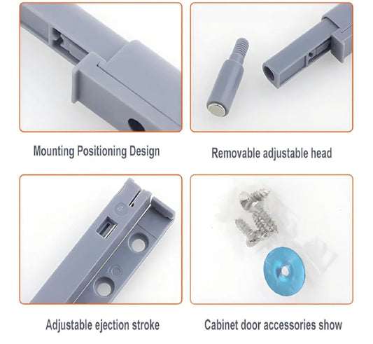 Adison a grade plastic push open door fitting best push open fitting heavy duty PVC quality with all accessories and screws pack of 2 fittings