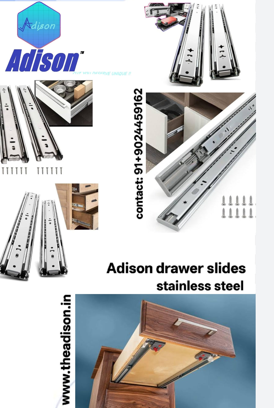 Adison drawers slide comes with 5 year warranty with screws, 12 inches drawer channel for pieces drawer slides compatible with 42-45 kg drawer load