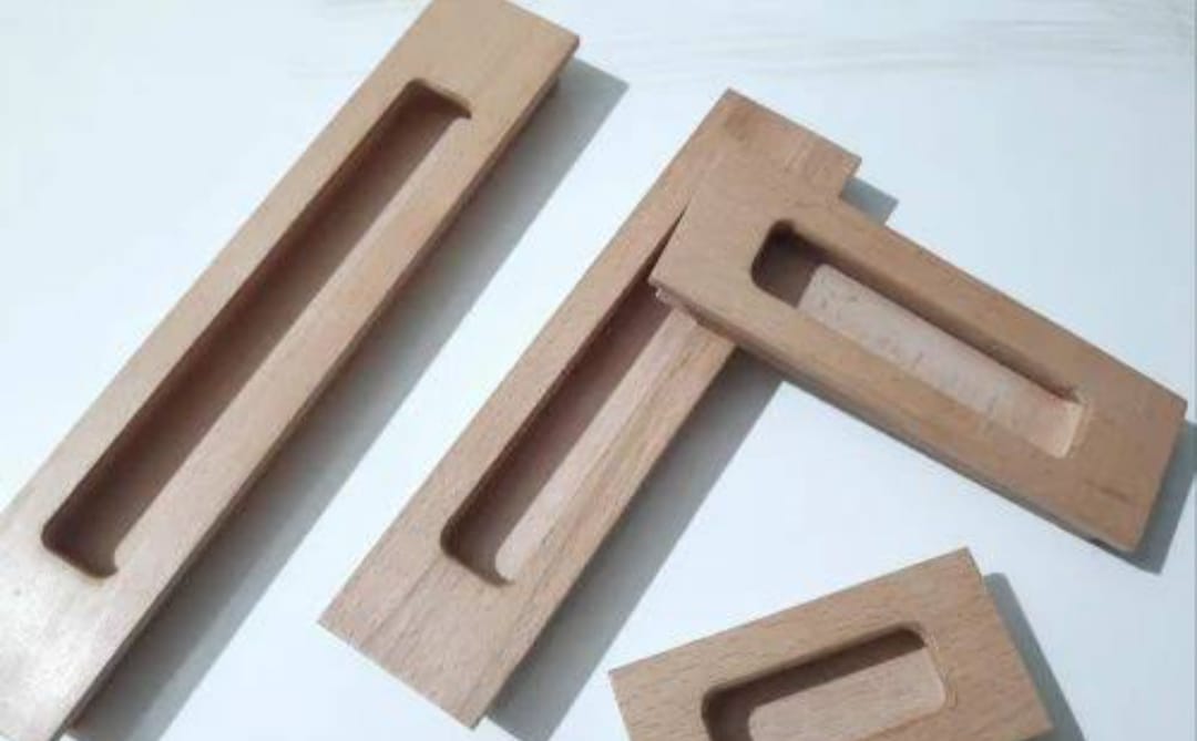 ADISON Slider Concealed Handle Wooden Finish 18 mm 8 inch with Screws Pack of 1 Superior Teak Wood Finish