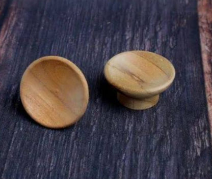 ADISON wooden circular pressed knobs teak wooden finish with screws best wooden drawer knobs pack of 2 and get 1 free