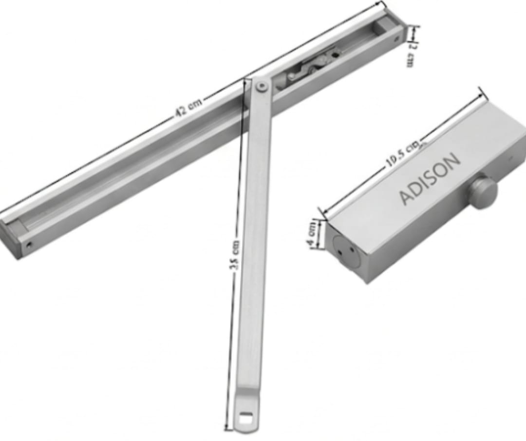 Adison pelmet arm door closer with section plate heavy duty 110 kg weight capacity door closer new age pelmet door closer long arm smooth working 2 yrs warranty