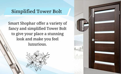 Adison tower bolt SS aluminium finish stainless steel 4 inches  chitkani pack of 3 Tower bolts with screws and accessory