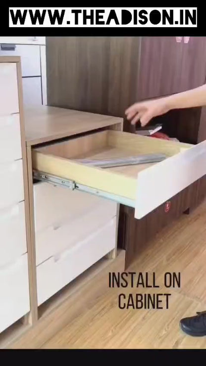 Adison stainless steel heavy duty concealed drawer  slide automatic push closing function pack of 1 set 45 cm with all accessories and screws