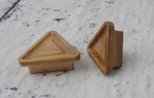 Adison triangular wooden knobs with screws pack of 2 pcs teak wooden material nature