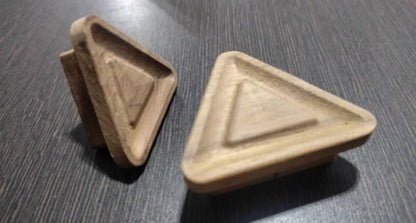 Adison triangular wooden knobs with screws pack of 2 pcs teak wooden material nature