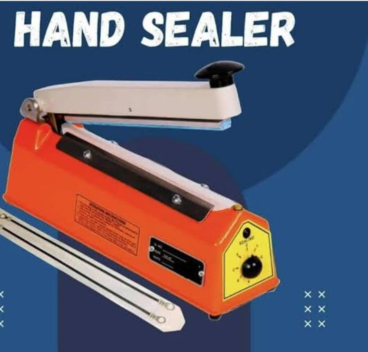 Adison Hand Heat Sealer Machine, 8 Inch, Orange, Polythene Packaging Machine, 220 Volt, High Powered Cable, with 2 Free Elements, 43x19x10 cm