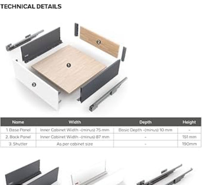 Adison heavy  duty Tandem box drawer channel drawer  slides 18 inches with 6 inches breath tandem  box channel pack of 1 channel set