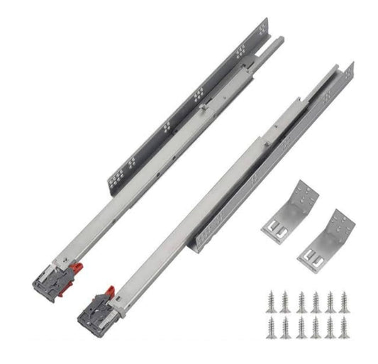 Adison stainless steel heavy duty concealed drawer  slide automatic push closing function pack of 1 set 45 cm with all accessories and screws