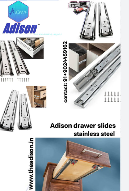 Adison drawers slide  comes with 5 year warranty  with  screws, 12 inches drawer channel for pieces drawer slides compatible with 42-45 kg drawer load