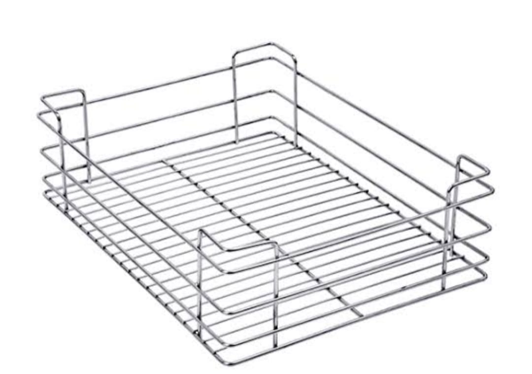 Adison plain wired kitchen storage basket 19* 20* 4 in size stainless steel heavy duty comes with all accessories and screws pack of 1 basket