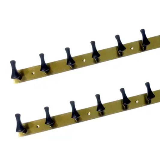 Adison bathroom hooks stainless steel can handle up to 1-2 kg weight  golden brownish 6 hooks on one plate pack of two plates with screws