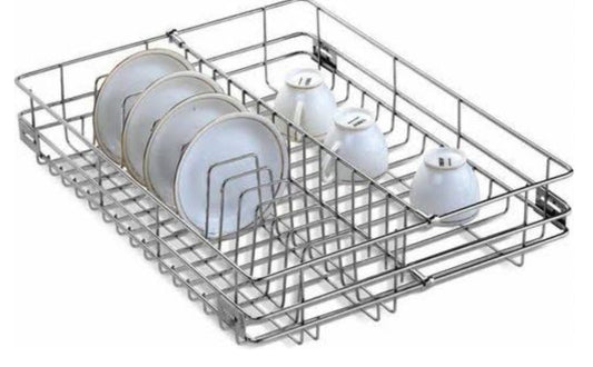 Adison cup  and saucer kitchen storage basket stainless steel pack of 1 basket comes with all accessories and is screws  size 19*20*4
