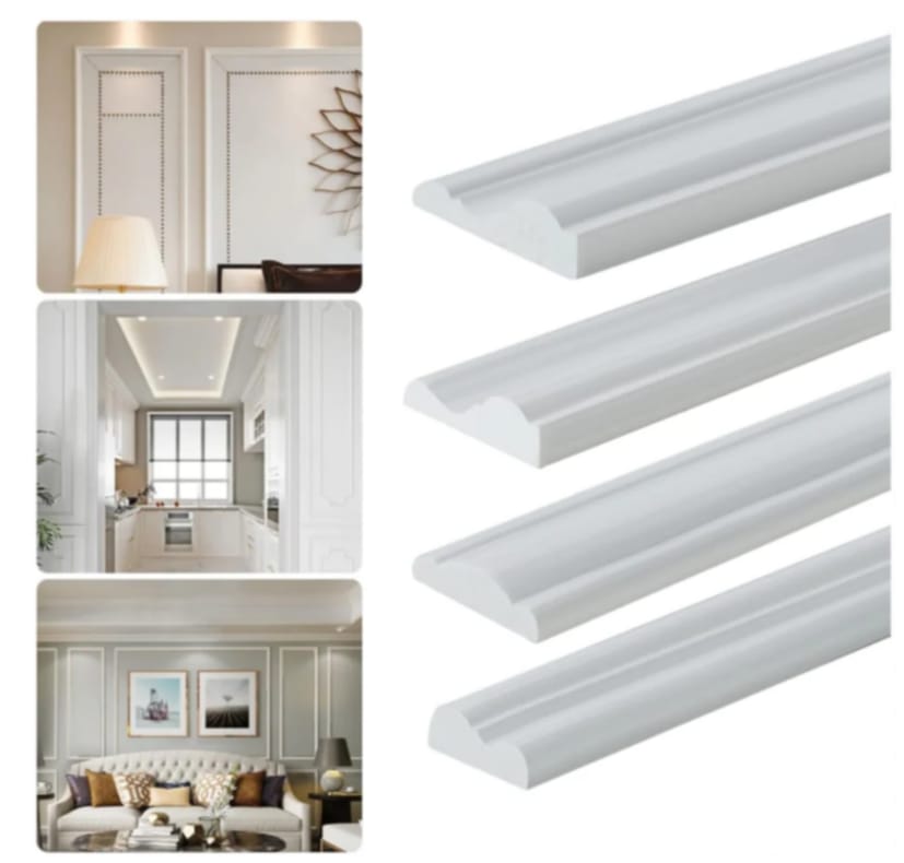 Adison PVC wooden moulding taper 38 mm size white colour designer mouldings for walls 3 to 4 feet height 10 pieces heavy quality wood bandings