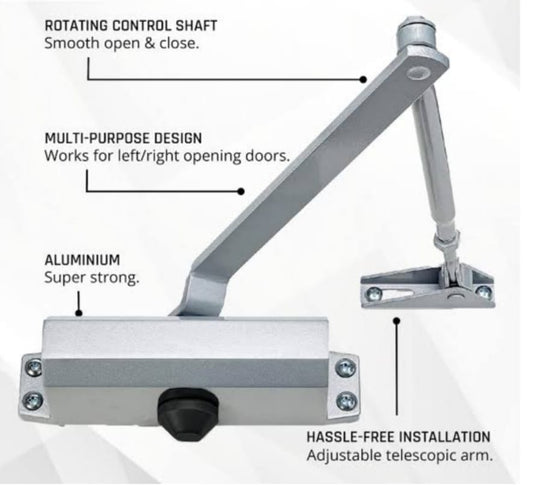 Adison hydraulic door closer stainless steel with ISI mark pack of 1 set smooth working hydraulic Door closer for automatic door closing