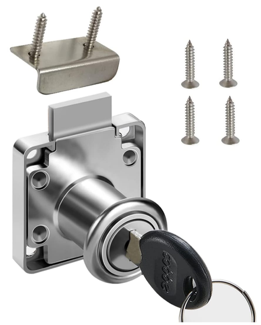 Adison drawer lock stainless steel heavy duty comes with 2 keys and accessories pack of 2 locks best drawer security lock